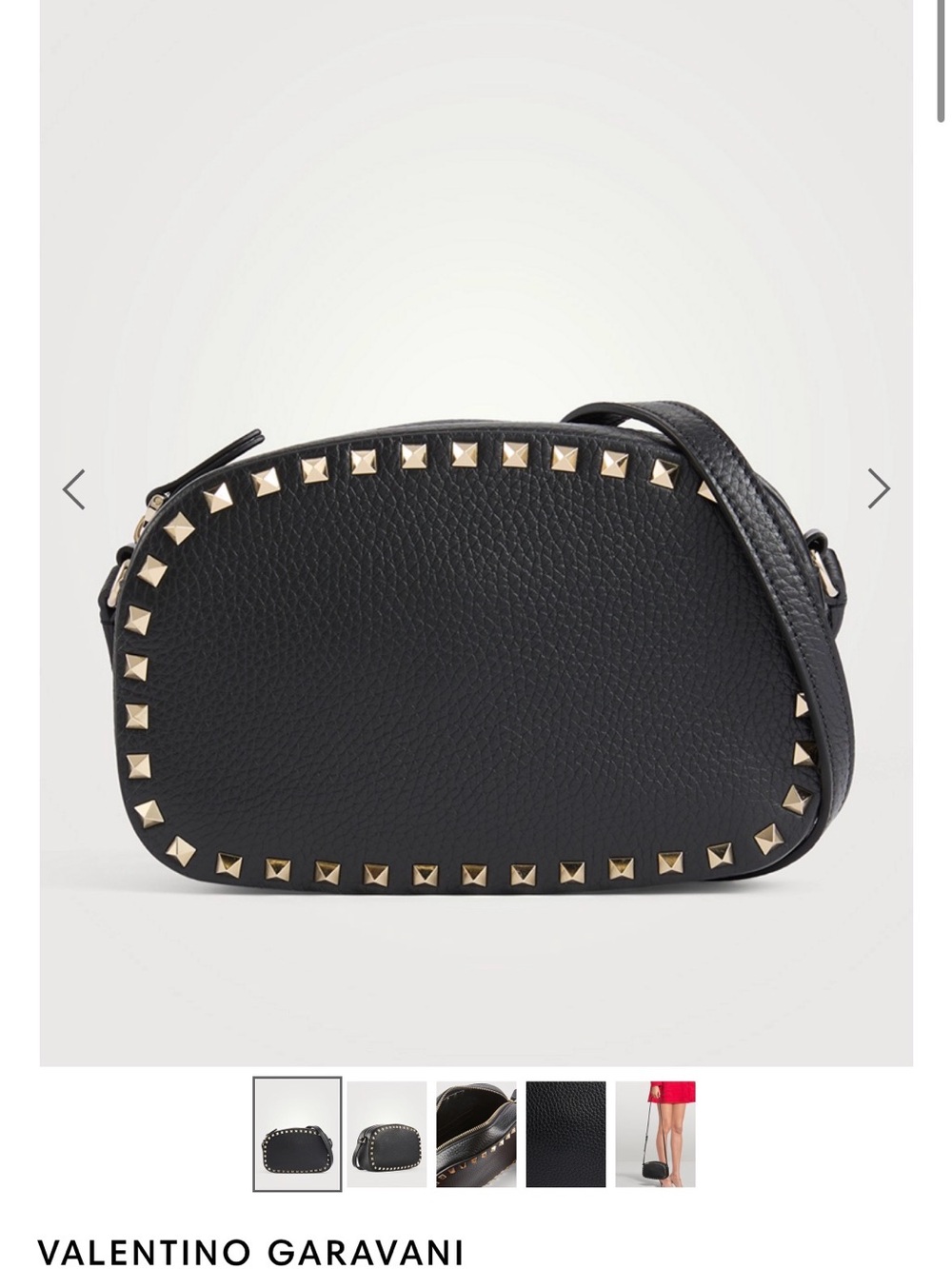 AUTHENTIC Valentino Garavani Black Pebbled Leather Rockstud Crossbody